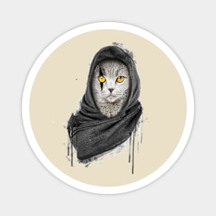 Gray Cat with black shawl Magnet